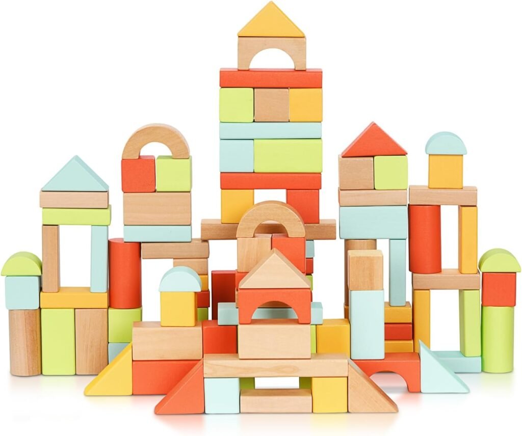 Wooden Building Blocks Set – 100 Pieces
