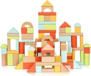 Wooden Building Blocks Set – 100 Pieces